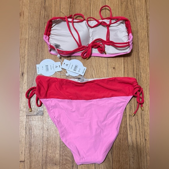 PQ Swim Luna Color Blocked Bikini Top (D) Ruched Bikini Bottoms (L) - Picture 7 of 8